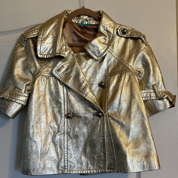 Gold Metallic Leather Jacket. Excellent Condition. - Picture 2 of 7